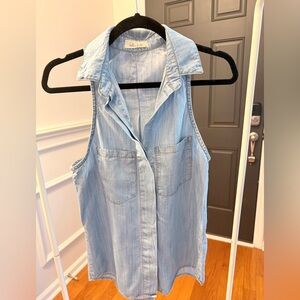 Bella Dahl 100% Tencel Chambray Top XS Ultra Soft Lightweight Button Down Blue